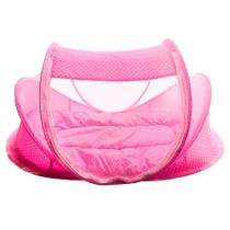 Cama Berço Rosa Portátil com Mosquiteiro Dobrável Para Bebês DM Toys