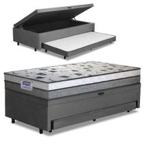 Cama Bibox Baú Com Colchão Fort Solteiro E Cama Auxiliar Conjugada 88x188x67cm Bela Cinza/branco Cama Bibox Baú Com Colchão Fort Solteiro E Cama Auxiliar Conjugada 88x188x67cm Bela Cinza/branco