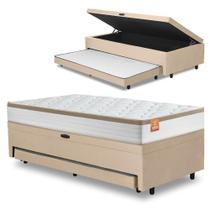 Cama Bibox Baú com Colchão Real Solteiro e Cama Auxiliar Conjugada 88x188x73cm Bela Cama Bibox Baú com Colchão Real Solteiro e Cama Auxiliar Conjugada 88x188x73cm Bela