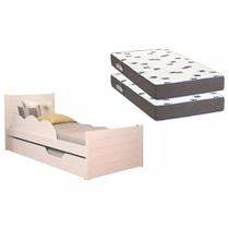 Cama Bibox Solteiro Cimol Elza + 2 Colchões Branco