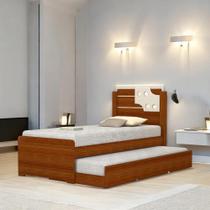 Cama Bibox Solteiro com Aplique Luiza Cinamomo e Off White Cama Bibox Solteiro com Aplique Luiza Cinamomo e Off White