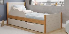 Cama Bibox Solteiro Elza Nature/Offwhite e cama auxiliar - 100% MDF - Cimol