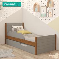 Cama Bibox Solteiro Protetor Lateral 100% Mdf Elza Cimol Grafite/Savana