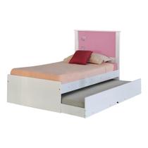 Cama Bibox Solteiro Reino Branco/Rosa G68 - Gran Belo