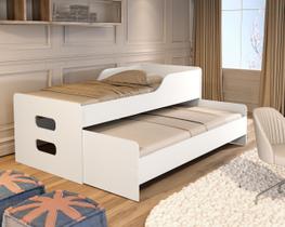 Cama Bicama Reforçada Solteiro com Rodízios Modelo Elis MDF Alta Qualidade