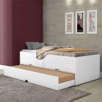 Cama Bicama Solteiro Bari com Auxiliar 2 Duas Gavetas Resistente Compacta Branca Cama Bicama Solteiro Bari com Auxiliar 2 Duas Gavetas Resistente Compacta Branca
