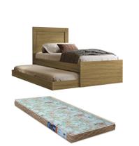 Cama Bicama Solteiro Com Cama Auxiliar Laura Pintura Moderno Freijo Para Quarto Com Colchão 188x88cm