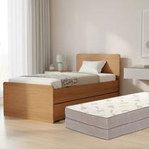 Cama Bicama Solteiro MDF Funcional Com Colchão D33 Ideal Para Quartos Pequenos
