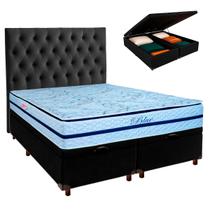 Cama + Blindado e Colchão Molas Ensacadas Queen - Blue Paropas Cama + Blindado e Colchão Molas Ensacadas Queen - Blue Paropas