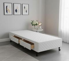 Cama Box 2 Gavetas Castor Solteiro Poli Branco 88x188x40cm