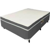 Cama Box Alto Nivel Casal com Molas Ensacadas 138x188x60cm Cor Cinza Cama Box Alto Nivel Casal com Molas Ensacadas 138x188x60cm Cor Cinza