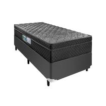 Cama Box Arezzo Black Solteiro Molas Ensacadas Cinza