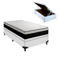 Cama Box Arezzo Black White Baú Solteiro Molas Ensacadas Cama Box Arezzo Black White Baú Solteiro Molas Ensacadas