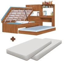 Cama Box Articulável Com Cama Auxiliar E Escrivaninha Nogal Com 2 Colchões Ziel Shop Jm