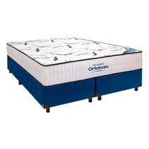 Cama Box Azul + Colchão Queen High Foam Ortobom
