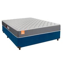 Cama + Box Azul e Colchão D23 Casal