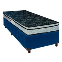 Cama + Box Azul e Colchão D28 Solteiro