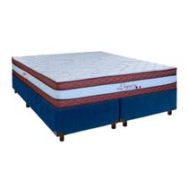 Cama + Box Azul e Colchão Molas Ensacadas Queen Cama + Box Azul e Colchão Molas Ensacadas Queen