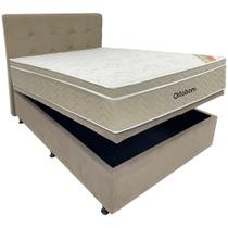 Cama Box Base Baú Casal Mola Ensacada Airtech com Cabeceira Bege 138x188x67 Ortobom