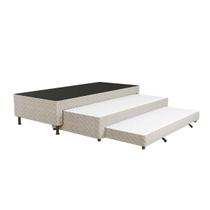 Cama Box Base c/Auxiliar Solteiro Universal Rústico Bordado Brown (88x188x32) - Paropas Cama Box Base c/Auxiliar Solteiro Universal Rústico Bordado Brown (88x188x32) - Paropas
