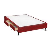 Cama Box Base c/Gavetas Casal Poli Tecido Wine (138x27-c/2 Gavs) - Castor