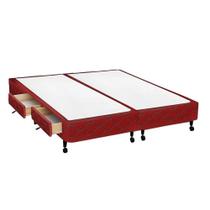 Cama Box Base c/Gavetas Queen Poli Tecido Wine (158x27-c/4 Gavs) - Castor