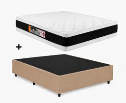 Cama Box Base Casal Bege Colchão Casal Black e White Air Double Face D45 138x188 - Castor