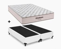 Cama Box Base Casal Bipartido Branco Colchão Fit D45 Espuma 138x188 - Ortobom Cama Box Base Casal Bipartido Branco Colchão Fit D45 Espuma 138x188 - Ortobom