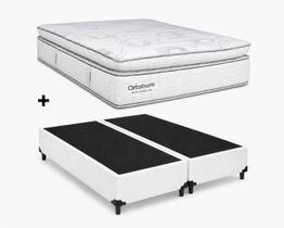 Cama Box Base Casal Bipartido Branco Colchão New Freedom Molas Ensacadas 138x188 - Ortobom Cama Box Base Casal Bipartido Branco Colchão New Freedom Molas Ensacadas 138x188 - Ortobom