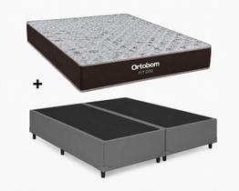 Cama Box Base Casal Bipartido Cinza Colchão Fit D33 Espuma 138x188 - Ortobom Cama Box Base Casal Bipartido Cinza Colchão Fit D33 Espuma 138x188 - Ortobom