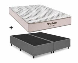 Cama Box Base Casal Bipartido Cinza Colchão Fit D45 Espuma 138x188 - Ortobom Cama Box Base Casal Bipartido Cinza Colchão Fit D45 Espuma 138x188 - Ortobom