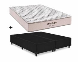 Cama Box Base Casal Bipartido Preto Colchão Fit D45 Espuma 138x188 - Ortobom Cama Box Base Casal Bipartido Preto Colchão Fit D45 Espuma 138x188 - Ortobom