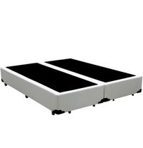 Cama Box Base Casal Bipartido Sintético Branco