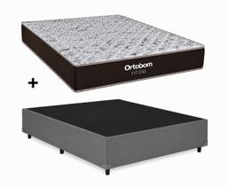 Cama Box Base Casal Cinza Colchão Fit D33 Espuma 138x188 - Ortobom Cama Box Base Casal Cinza Colchão Fit D33 Espuma 138x188 - Ortobom
