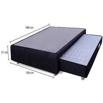 Cama Box Base Casal Com Auxiliar Semi Ortopedica Suede (1.38X1.88)
