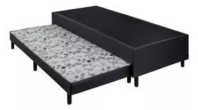 Cama Box Base Casal Com Auxiliar Semi Ortopedica Suede (1.38X1.88)