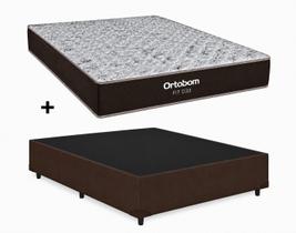 Cama Box Base Casal Marrom Colchão Fit D33 Espuma 138x188 - Ortobom