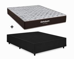 Cama Box Base Casal Preto Colchão Fit D33 Espuma 138x188 - Ortobom