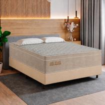 Cama Box Base Casal Suede + Colchão Molas Ensacadas Gel Plus Whc 138x188x67