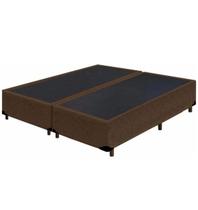 Cama Box Base King Bipartido Blindado Suede Marrom