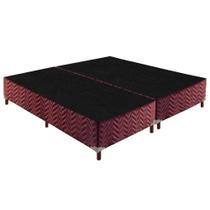 Cama Box Base King Sommier Rústico Bordado Wine (193x203x30) - Paropas