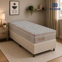 Cama Box Base Solteiro Suede + Colchão Molas Ensacadas Gel Plus Whc 88x188x67 Cor:Marrom Cama Box Base Solteiro Suede + Colchão Molas Ensacadas Gel Plus Whc 88x188x67 Cor:Marrom