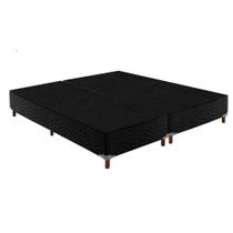 Cama Box Base Universal Queen Sommier Rústico Bordado Black (158x198x20) - Paropas