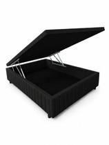 Cama Box Baú 138 x 188 cm, Tecido Blindado com 1cm de Espuma, 100% Madeira, Série Ouro Preto Cama Box Baú 138 x 188 cm, Tecido Blindado com 1cm de Espuma, 100% Madeira, Série Ouro Preto