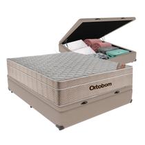 Cama + Box Bau Airtech Colchão Ortobom viuva SpringPocket