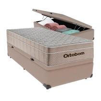 Cama Box Baú Airtech Solteiro + Colchão de Molas Ensacadas - Ortobom - Spring - 88x188x60cm
