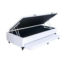 Cama Box Baú Auxiliar Solteiro Sintético Espuma 8cm 45x88x188 Branco