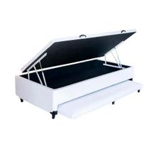 Cama Box Baú Auxiliar Solteiro Sintético Espuma 8cm Ortopédico Branco Homequeen