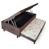 Cama Box Baú Auxiliar Solteiro Suede Espuma 8cm Marrom Homequeen Cama Box Baú Auxiliar Solteiro Suede Espuma 8cm Marrom Homequeen