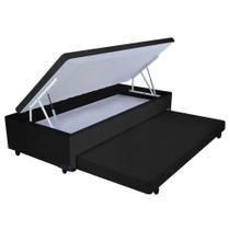 Cama Box Baú Auxiliar Solteiro Suede Espuma 8cm Preto Madeira Homequeen Cama Box Baú Auxiliar Solteiro Suede Espuma 8cm Preto Madeira Homequeen